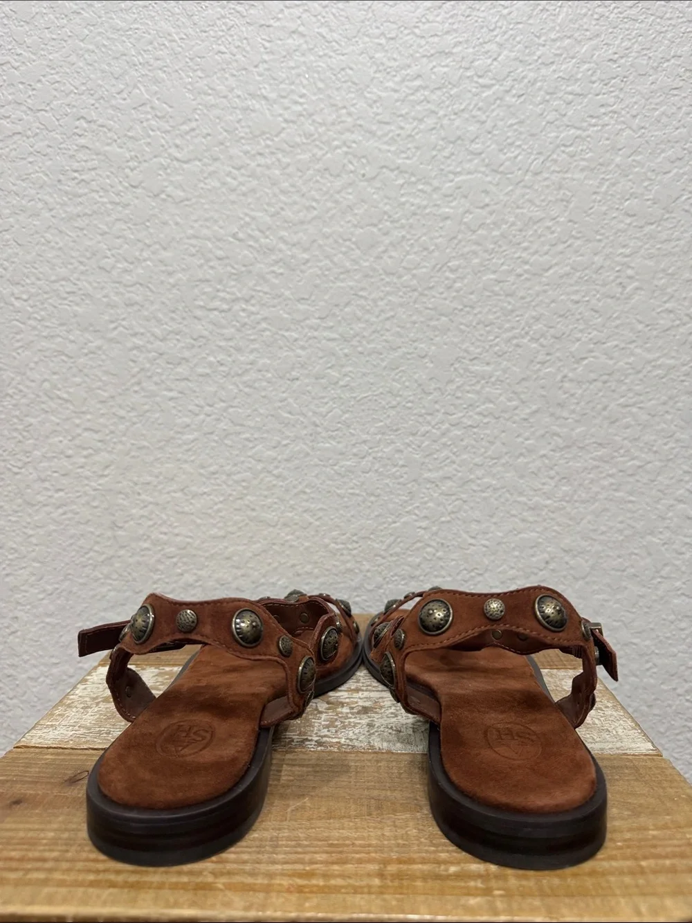 A.S.H. Phanny Suede Studded T Strap Sandal Size 38/ 7.5-8